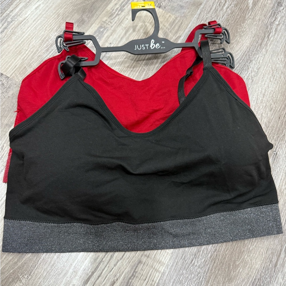 Just Be Black and Red Sports Bra Duo